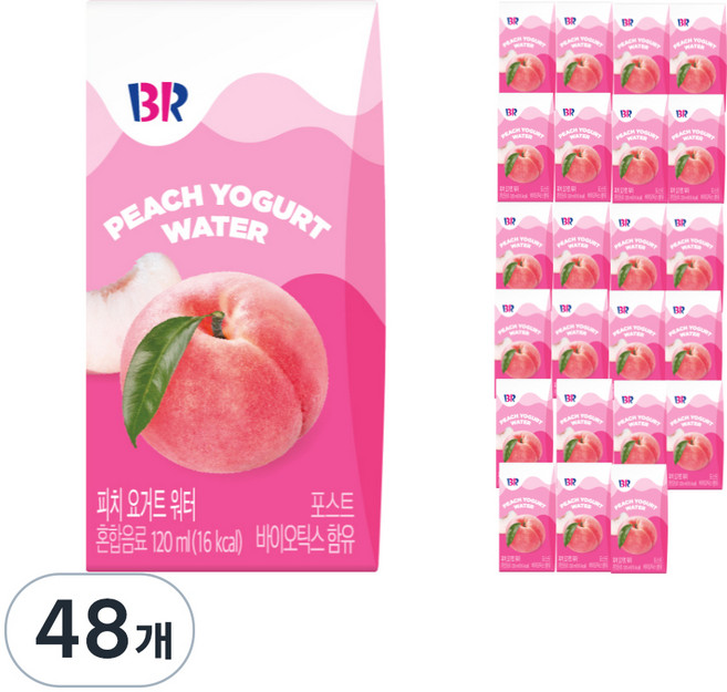 배스킨라빈스 피치 요거트 워터, 120ml, 48개