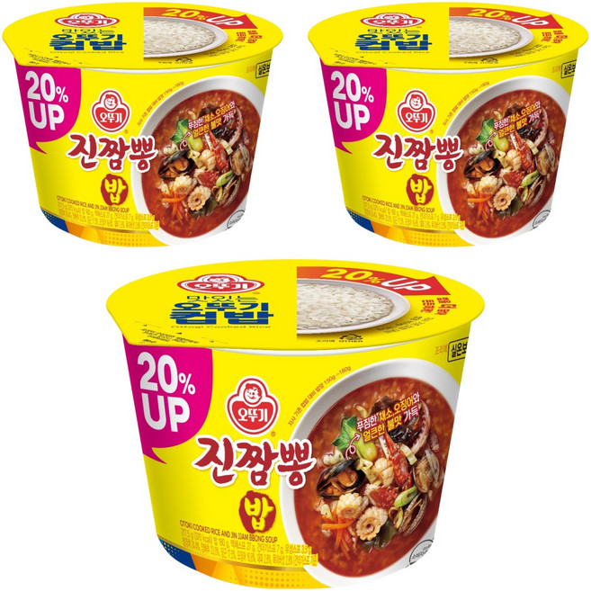 오뚜기 컵밥 증량 진짬뽕밥, 217.5g, 3개