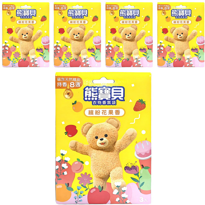 Snuggle 熊寶貝 衣物香氛袋, 繽紛花果香, 21g, 5盒