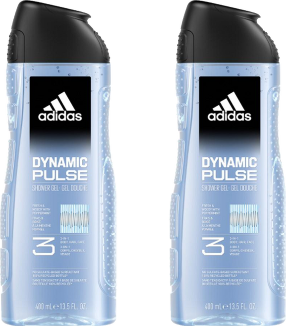 adidas 愛迪達 男性三合一潔顏洗髮沐浴露 超越活力, 400ml, 2瓶