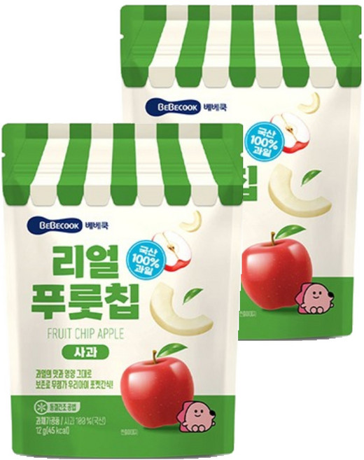 BEBECOOK Bebe fruit果乾 蘋果風味, 12g, 2個