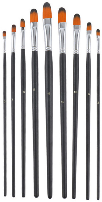 메이크마인 미술 수채화 그림 나일론 둥근 붓 9종 세트, 0호, 2호, 4호, 6호, 8호, 10호, 12호, 14호, 16호, 1세트