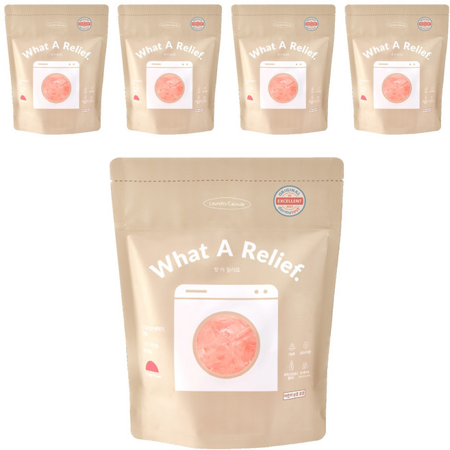 왓아릴리프 올인원 고농축 캡슐 세탁 세제 진저플라워, 5개, 30개입