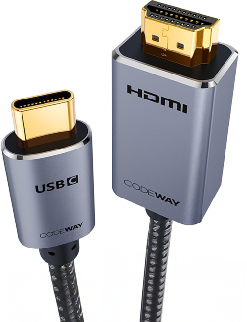 CODEWAY Type-C-HDMI 30Hz 4K影音傳輸線, 黑色, 1條, 1m