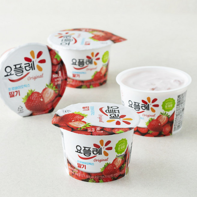 요플레 오리지널 딸기, 180g, 4개