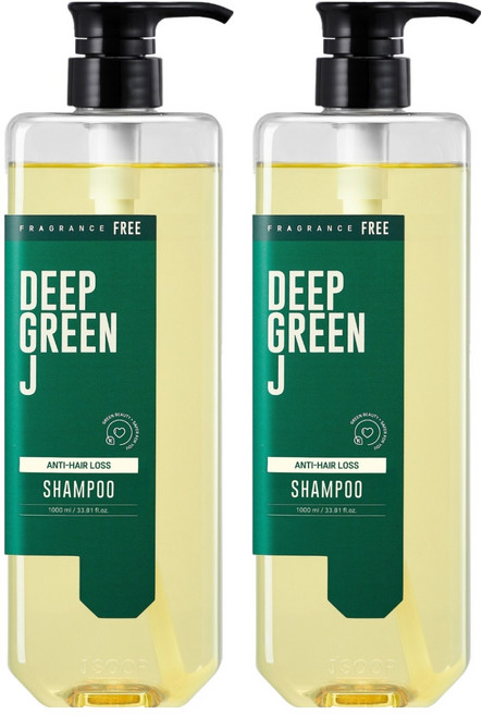 DeepGreenJ 魚腥草緩解掉髮症狀洗髮精 無香, 1L, 2個