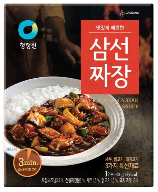 청정원 매콤한 삼선짜장, 180g, 1개