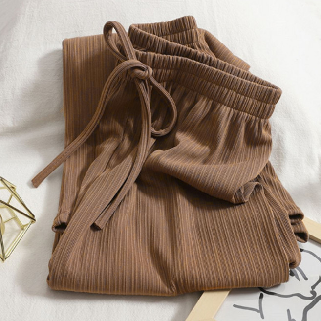 아이캔심플 여성용 구김없는 플리츠 와이드핏 밴딩 팬츠