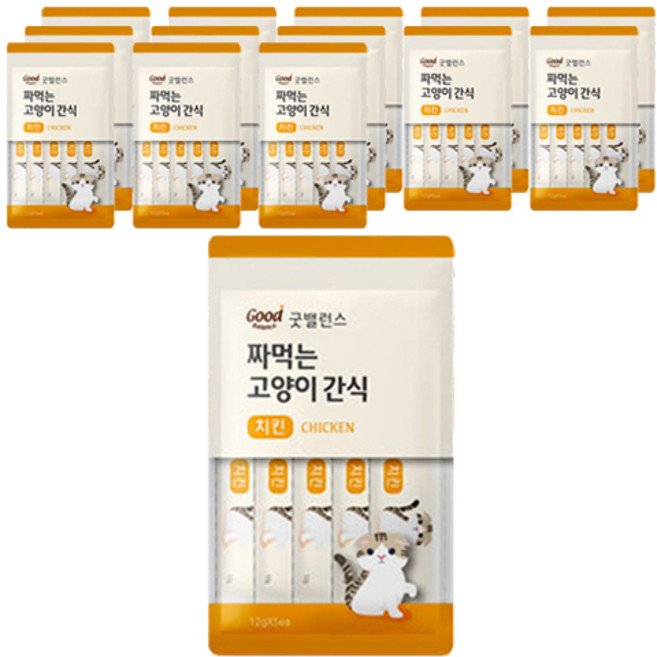 굿밸런스 짜먹는 고양이 간식, 치킨, 60g, 14개