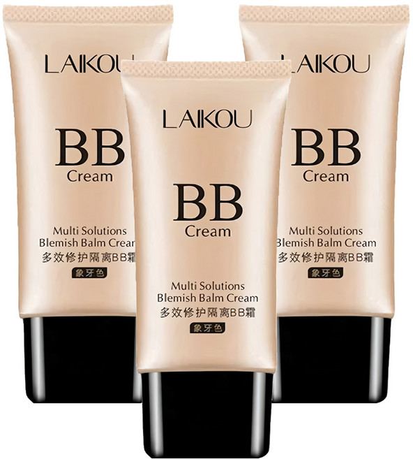 LAIKOU 萊蔻 多效修護隔離BB霜 50g, 02象牙色, 3條