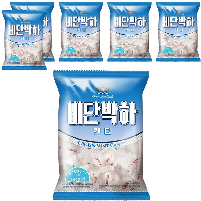 크라운 비단박하캔디, 140g, 6개