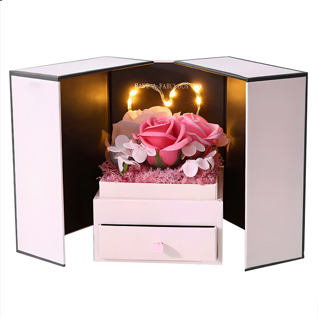 LED燈香皂玫瑰禮盒 附精美紙袋, 1盒