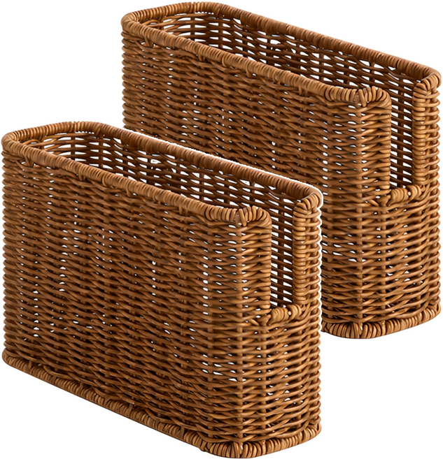 하우스레시피 PP 라탄 팬트리 바스켓, 브라운, 2개