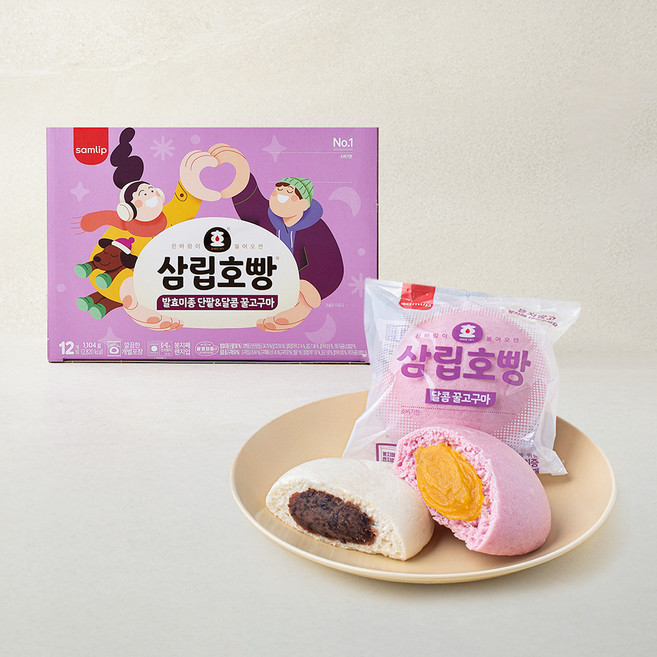 삼립 호빵 발효미종 단팥 6p + 달콤 꿀 고구마 6p 세트, 92g, 12개입, 1세트