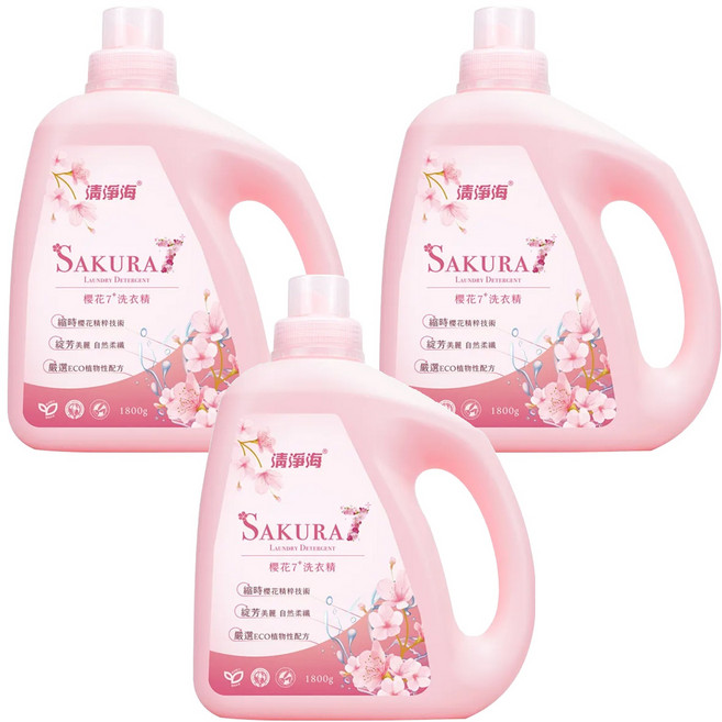 清淨海 櫻花7+系列 洗衣精, 1.8kg, 3瓶