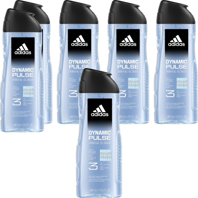 adidas 愛迪達 男性三合一潔顏洗髮沐浴露 超越活力, 400ml, 6瓶