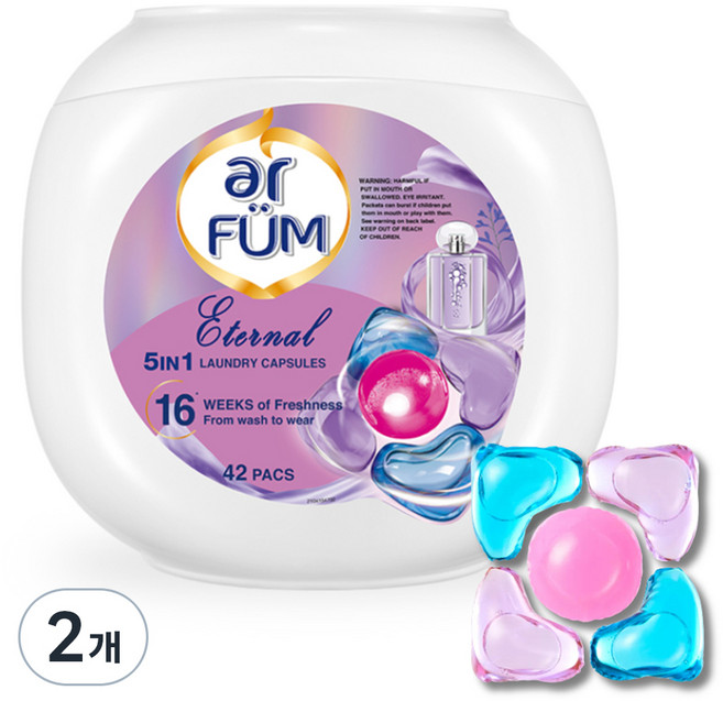 아로퓸 5in1 퓨어블라썸 캡슐세탁세제, 42개입, 2개