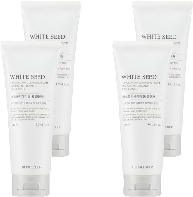 더페이스샵 화이트씨드 엑스폴리에이팅 폼 클렌저, 150ml, 4개