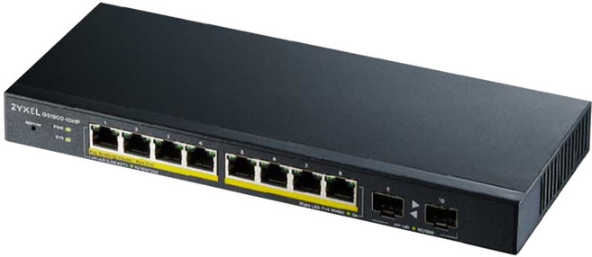 ZYXEL 智慧型網管8埠Gigabit +2埠SFP光纖PoE交換器 GS1900-10HP(Rev.B1), 1個