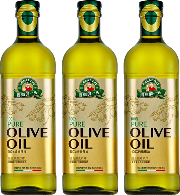得意的一天 100%義大利橄欖油, 1L, 3瓶