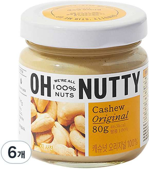 OH NUTTY 原味腰果醬, 80g, 6罐