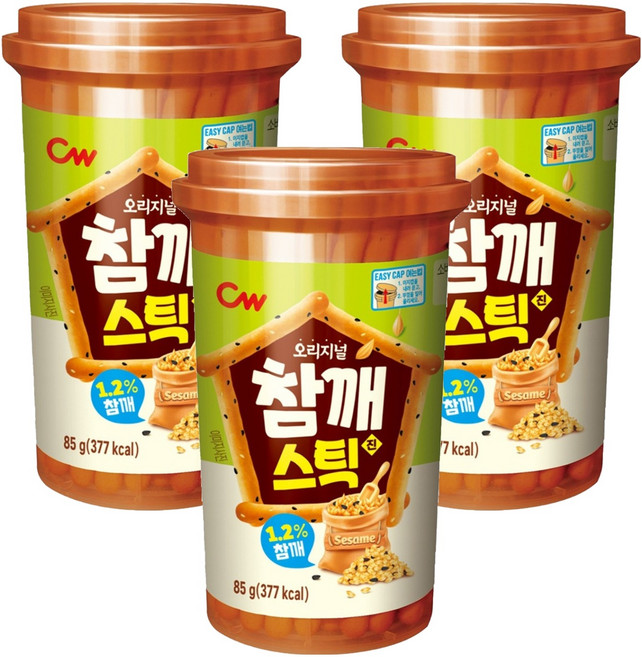 청우식품 참깨스틱 진, 85g, 3개