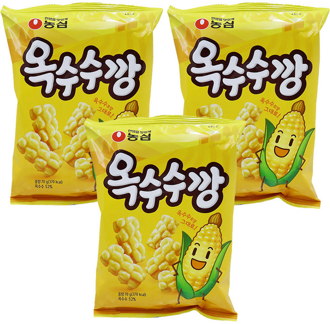 농심 옥수수깡 하바나옥수수맛 스낵, 70g, 3개