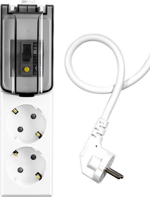 써지오 고용량 누전차단용 멀티탭 2구 WI-MC1627, 3m, 화이트 + 블랙, 1개