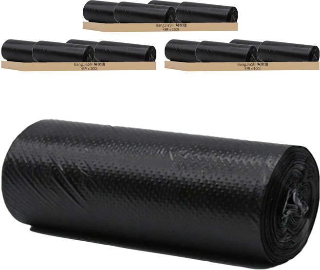 BangJiaShi 幫家適 平口黑色垃圾袋 100 x 80cm, 100L, 12捲