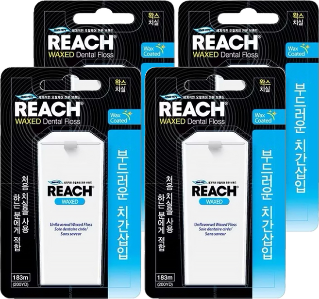REACH 麗奇 潔牙線 含蠟無味, 183m, 1個, 4盒