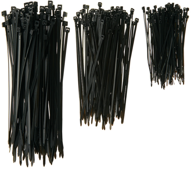 코멧 홈 고강도 PA66 케이블타이 대 200개 + 중 200개 + 소 200개, 블랙, 1세트