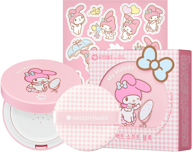그린핑거 소프트 블록 촉촉 선팩트 마이멜로디 에디션 SPF50+ PA++++ + 스티커 세트, 16g, 1개