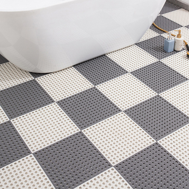 무식이네 다용도 퍼즐 욕실 화장실 미끄럼방지 매트, 그레이+화이트, 12개