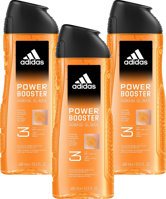 adidas 愛迪達 男性三合一潔顏洗髮沐浴露 極限釋放, 400ml, 3瓶