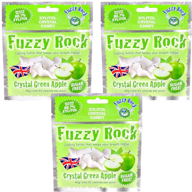 퍼지락 자일리톨 크리스탈 캔디 그린애플향, 40g, 3개