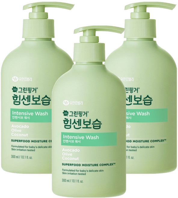 그린핑거 힘센보습 인텐시브 워시, 3개, 300ml