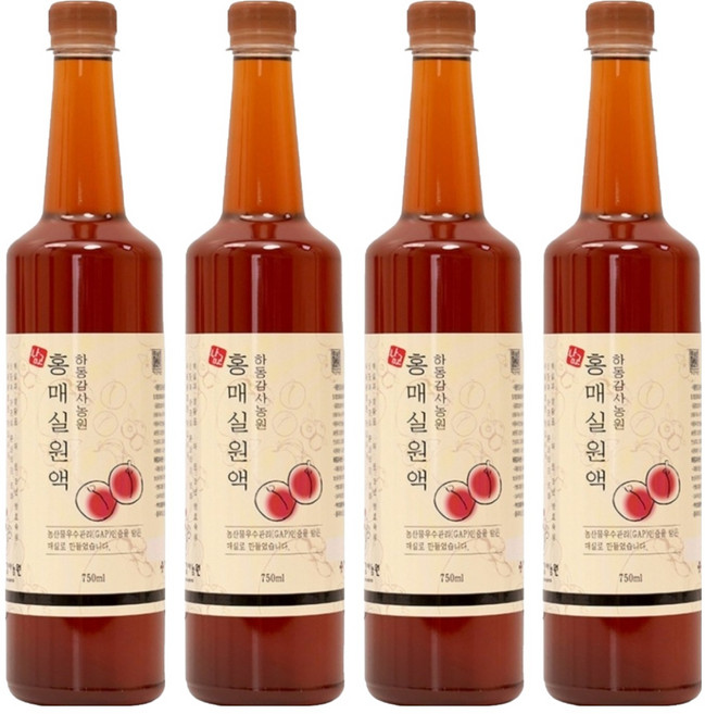 하동감사농원 홍매실원액, 750ml, 4개