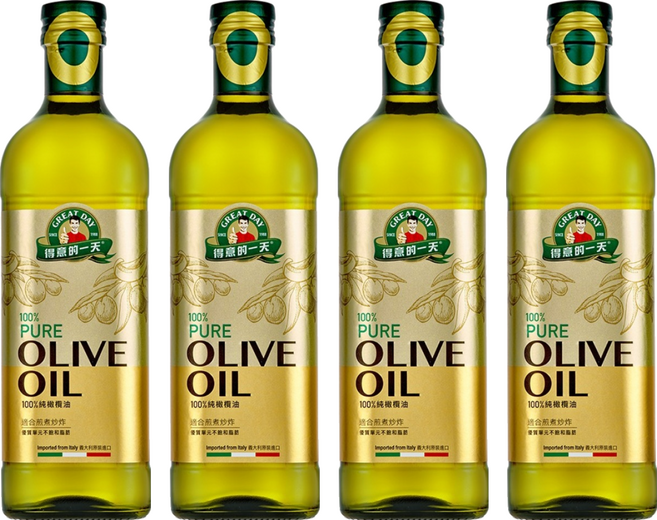 得意的一天 100%義大利橄欖油, 1L, 4瓶