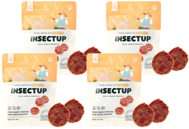 인섹트업 강아지 노블 프로틴 코인 저키, 캥거루맛, 70g, 4개 - 쿠팡