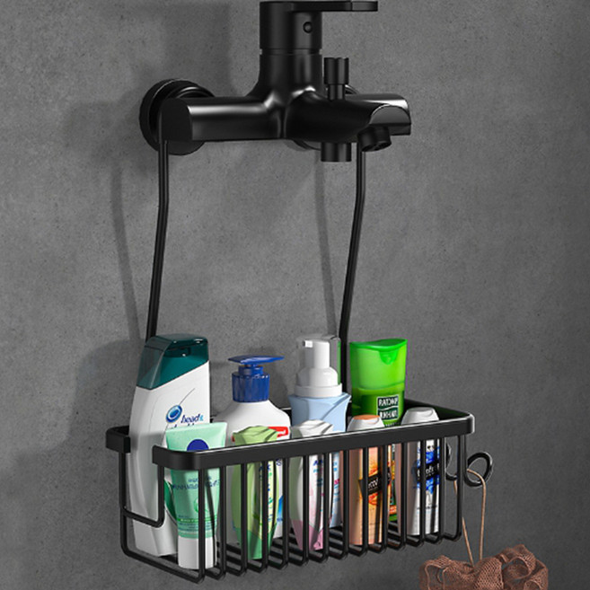리빙공감 욕실 수전 수납 정리 알루미늄 선반 바구니, 블랙, 1개