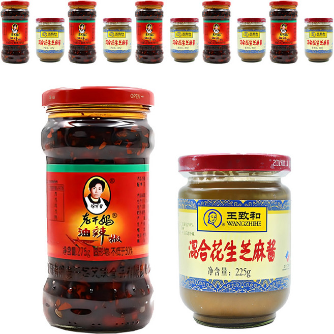 老干媽 油辣椒醬+花生芝麻醬, 500g, 6組