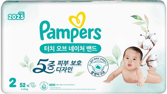 팸퍼스 터치 오브 네이처 밴드형 기저귀 아동공용, 2단계, 52매