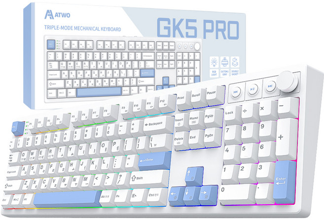 에이투 풀배열 게이밍 유무선 키보드 오테뮤 그레이축, 화이트스카이, GK5 PRO, 제조사축