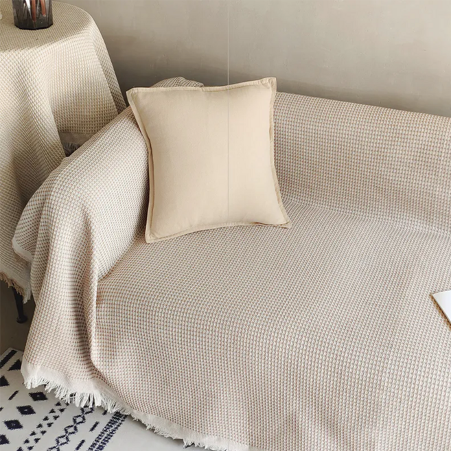 法式編織沙發布, 芝麻牛奶, 1個