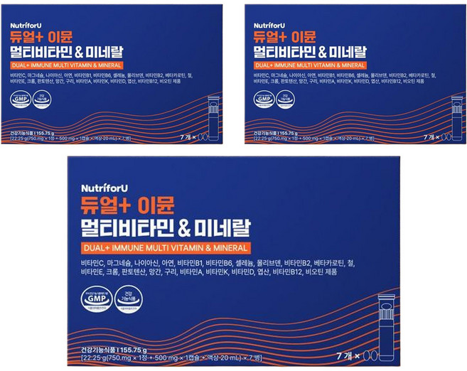 Dual複合維他命礦物質保健劑, 7瓶, 3盒