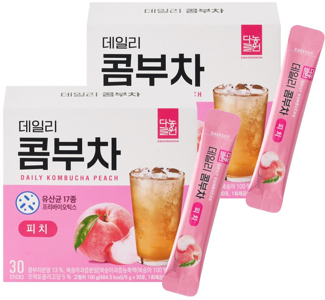 Danongwon 每日康普茶 蜜桃風味, 5g, 30條, 2盒