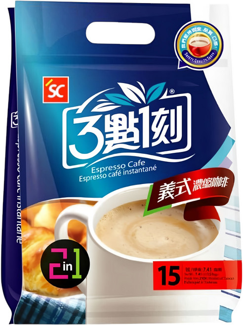 3點1刻 2合1義式濃縮咖啡, 14g, 15包, 1袋