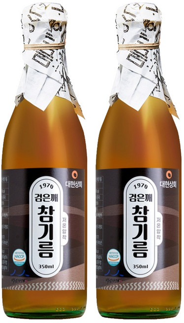 대현상회 저온압착 검은깨 참기름, 2개, 350ml