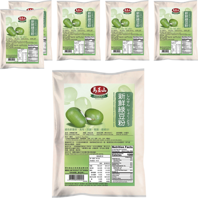 馬玉山 新鮮綠豆粉, 450g, 6包