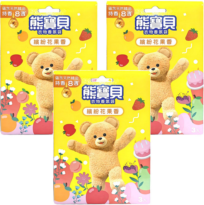 Snuggle 熊寶貝 衣物香氛袋, 繽紛花果香, 21g, 3盒